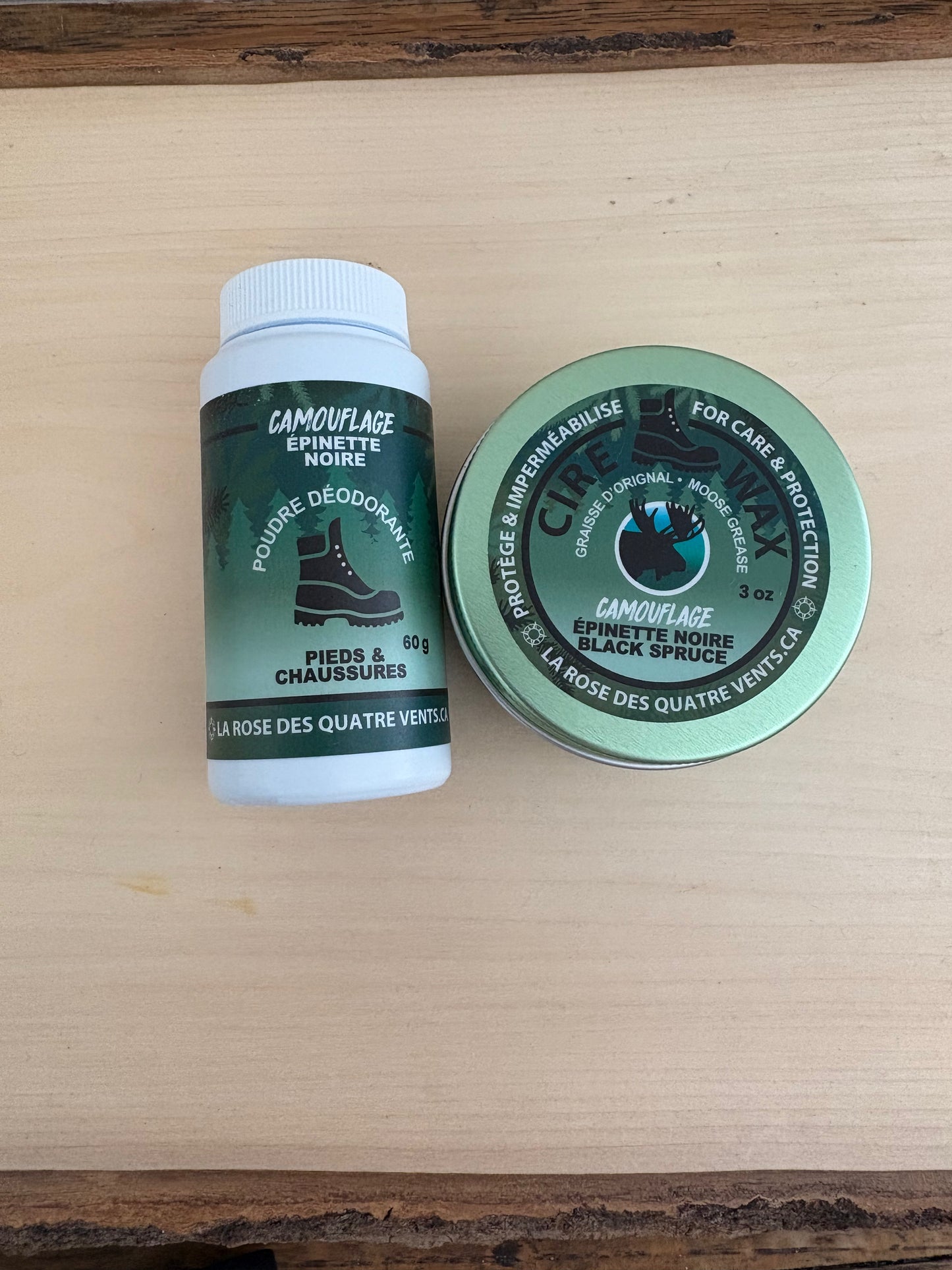 Ensemble de cire à chaussure GRAISSE ORIGNAL et poudre à pieds épinette noire