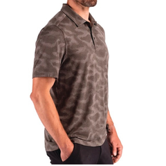 Polo tissu recyclé imprimé gris camouflage Homme UPF 50+ UV (sur commande)