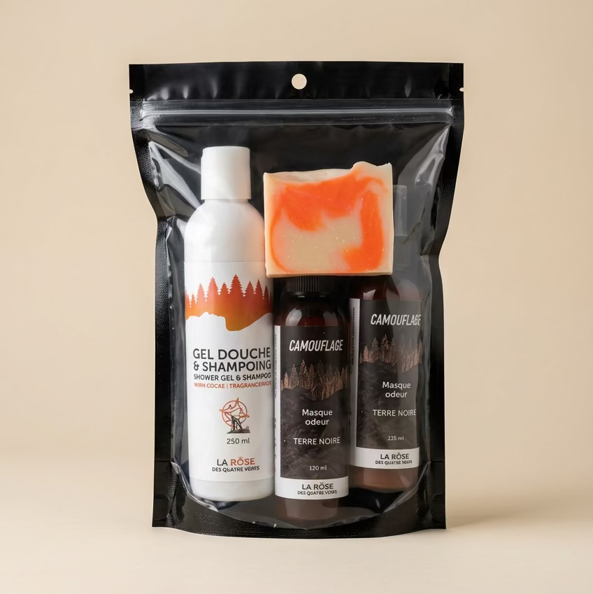 Combo (2) Masque odeur Terre noire, Shampoing & gel douche et Savon solide sans odeur GRATUIT