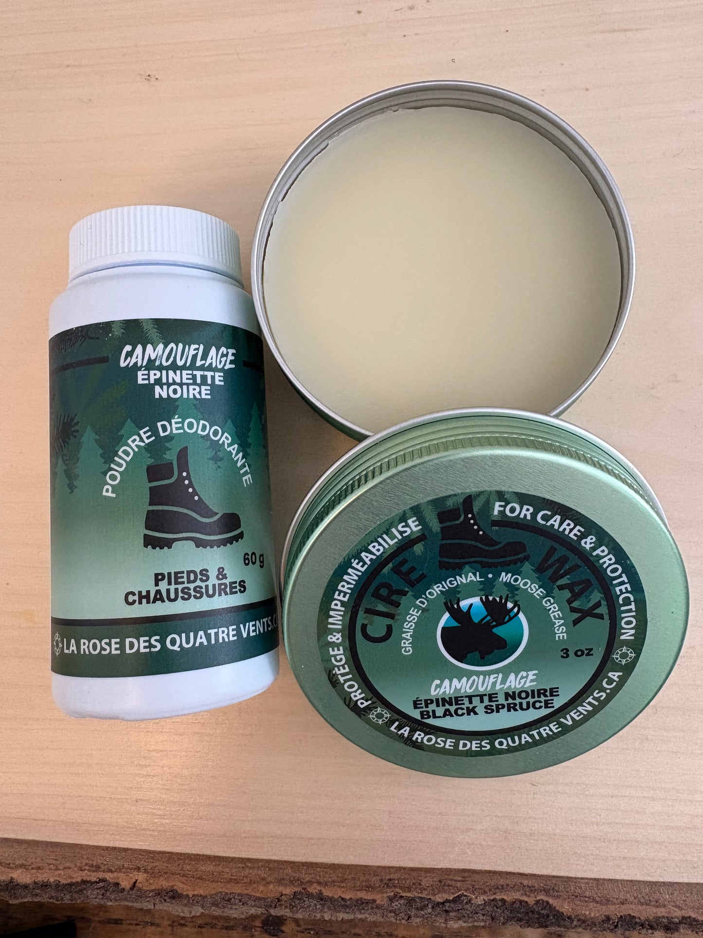 Ensemble de cire à chaussure GRAISSE ORIGNAL et poudre à pieds épinette noire