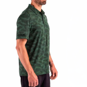 Polo tissu recyclé imprimé vert camouflage Homme UPF 50+ UV (sur commande)